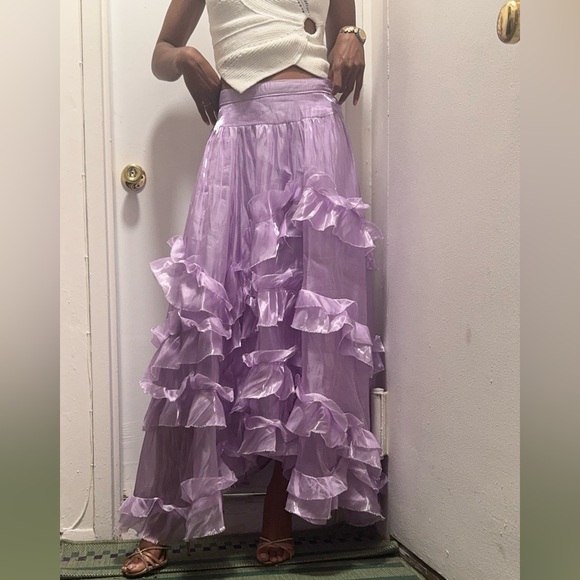 Free People Lilac Ruffle Maxi Skirt - Picture 2 of 4
